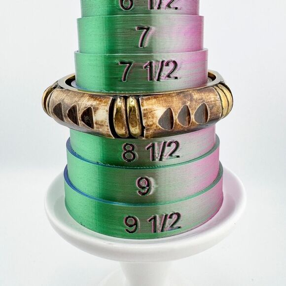 Vintage Hand-Carved Wood Brass Bangle Rustic Statement Bracelet Retro - Picture 9 of 9